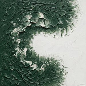 Emergent Shadows In Forest Green: A Monumental Study Of Turbulent Impasto Motion — David Moreau, Contemporary Abstract