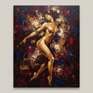 Golden Kinetic Resonance Amidst The Shadows Of A Primordial Midnight Void — Christian Noiret, Contemporary Abstract
