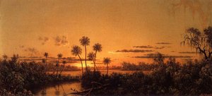 Florida River Scene: Early Evening, After Sunset — Martin Johnson Heade, Luminism