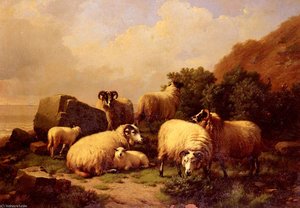 Sheep Grazing By The Coast — Eugène Joseph Verboeckhoven