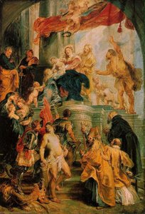 La Virgen Con El Niño Entronizados Con Santos — Pedro Pablo Rubens, Grandeza Barroca