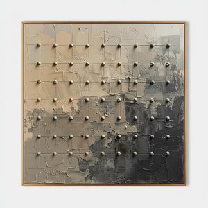 Monolithic Order: A Sculptural Study Of Structured Grids And Earthbound Shadows — David Moreau, Plaster & Texture Art