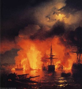 Battle Of Ã‡esme At Night — Iván Aivazovski, Romanticism