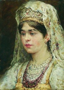 Portrait Of The Girl In A Russian Dress — Konstantin Yegorovich Makovsky