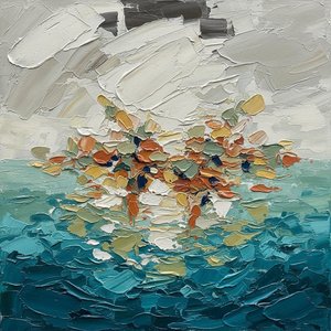 Ethereal Horizon: A Singular Study Of Radiant Light Amidst Deep Oceanic Tides — Christian Noiret, Contemporary Abstract