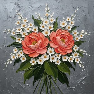 Eternal Bloom In Coral Relief: A Monumental Study Of Tactile Serenity — Christian Noiret, Contemporary Abstract