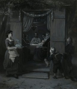 Sukkot (feast Of Tabernacles) (das Laubhütten-fest) — Moritz Daniel Oppenheim, German Romanticism