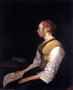 Seated Girl In Peasant Costume — Gerard Ter Borch, Dutch Golden Age Genre