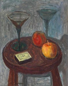 Still Life With Wine Glasses And Apples