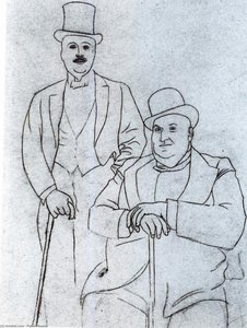 Portrait Of Serge Diaghilew And Alfred Seligsberg — Pablo Picasso, Cubism