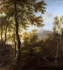 Riding On A Mule With Dog In Deep Countryside — يان بوث, Baroque