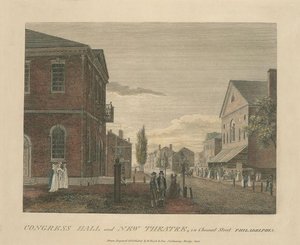 Congress Hall And New Theatre, In Chesnut Street Philadelphia — Thomas Birch, Hudson River School