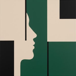 Architectonics Of Silence: A Profile Within Measured Geometry's Deep Green Embrace — Laurent Fabre, Neo-abstract Art (modern Abstract Compositions)