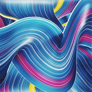 Convergencia Rítmica De Cintas Prismáticas En Una Sinfonía Fluida De Movimiento — Benoît Dumas, Airbrush Pop