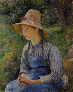 Young Peasant Girl Wearing A Hat — Kamil Pisaro, Impressionism