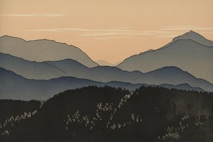 Twilight Silhouettes: The Eternal Blue Ridges — Olivier Rivière, Ukiyo-e