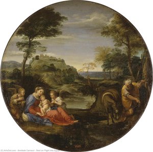 Rest On Flight Into Egypt — Annibale Carracci, Baroque Painting