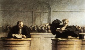 Une Cause Célèbre, Crayon Et Aquarelle A Famous Cause, Pencil And Watercolour — Honoré Daumier