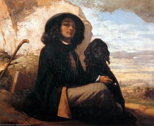 Autoportrait Con Un Perro Negro — Gustave Courbet