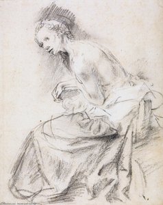 A Seated Female Nude As Susanna — Rembrandt Van Rijn, Baroque