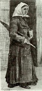 Sien With Umbrella And Prayer Book — Vincent Van Gogh, Contemporary Realism