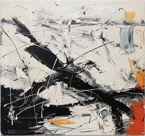 Kinetic Strata: The Unbound Collision Of Obsidian Shadows And Radiant Ochre Embers