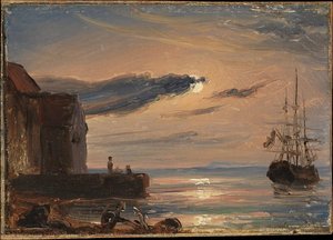 Moonlit Harbor In Southern Italy — Thomas Fearnley