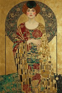 Golden Embrace: Klimt's Reverie — Jacques Villedieu, Art Nouveau (symbolism / Golden Phase)