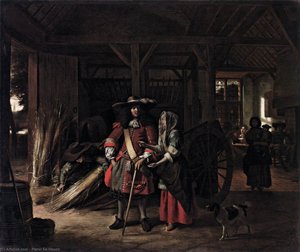 Paying The Hostess — Pieter De Hooch, Dutch Golden Age