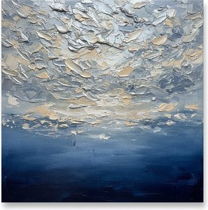 Horizonte Etéreo De Azul Medianoche Y Luz De Impasto Crema Esculpida — David Moreau, Plaster & Texture Art