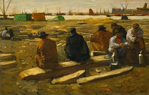 Lunchtime At The Building Site On The Van Diemenstraat In Amsterdam, George Hendrik Breitner, 1897 — George Hendrik Breitner, Dutch Realism