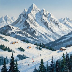 Eeuwige Eenzaamheid Onder De Monumentale Majesteit Van Gletsjerpieken En Stille Alpenhoogten — David Moreau, Hedendaagse Abstractie