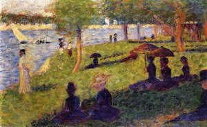 La Grande Jatte - Woman Fishing And Seated Figures — ジョルジュ・ピエール・スーラ, Neo-impressionism