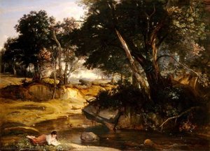 Forest Of Fontainebleau (detail - ) — カミーユ・コロー, Plein Air Landscape