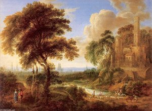 Landscape With A Castle And Town In The Distance
