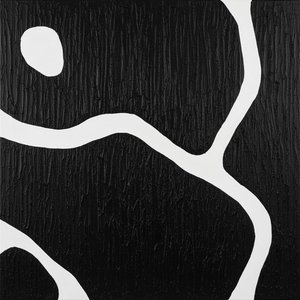Monolithic Echoes of White Ribbons Amidst a Textured Midnight Void
