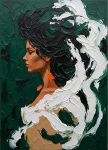 Ethereal Motion In Forest Green: A Sculptural Study Of Emergent Grace — Christian Noiret, Contemporary Abstraction