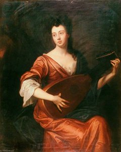 Mrs Arabella Hunt, Playing A Lute — Godfrėjus Kneleris