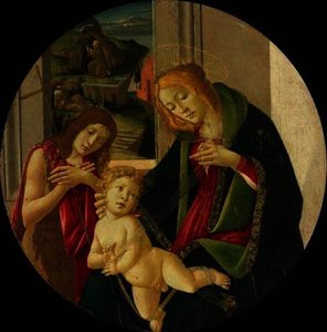 Madonna And Child With The Young Baptist, Saint Francis Receiving The Stigmata In The Distance — Sandro Botticelli, Early Renaissance