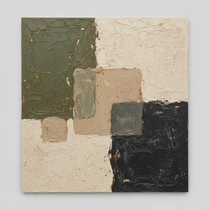 Monolithic Fragments In Olive And Charcoal: A Meditative Study Of Eroded Earth