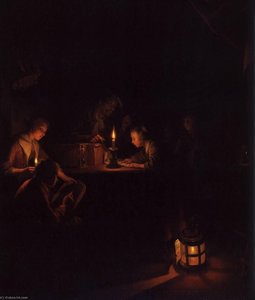 The Night School (detail) — Gerrit Dou