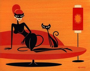 Black Kitten In Orange — Josh Agle (shag)
