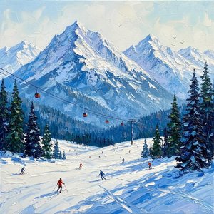 Vette Monolitiche Azzurre Sopra Un Sereno Ed Espansivo Orizzonte Alpino Invernale — Christian Noiret, Astrattismo Contemporaneo