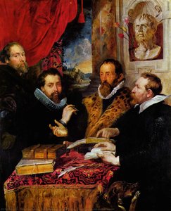 Selfportrait With Brother Philipp, Justus Lipsius And Another Scholar — Peter Paul Rubens, Baroque Painting