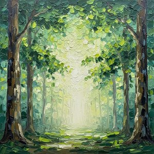 Ethereal Verdant Gateway: A Singular Vision Of Luminous Forest Light And Texture — Christian Noiret, Contemporary Abstract