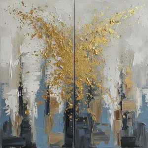 Gilded Fractures Amidst Charcoal Spires — David Moreau, Plaster & Texture Art
