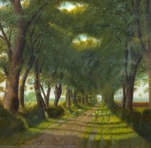 Avenue of Trees with Sheep on the Road