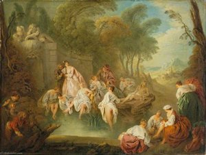 Bathing Party In A Park — Jean-baptiste Pater, Rococo