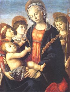 The Virgin And Child With Two Angels And St. John The Baptist — Sandro Botticelli, Renaissance Humanism