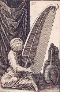 Turk Playing A Harp — Melchior Lorck, Mannerism